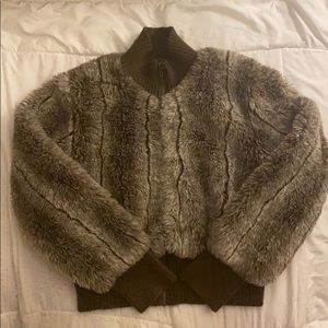 Furry Faux Fur Bomber Jacket